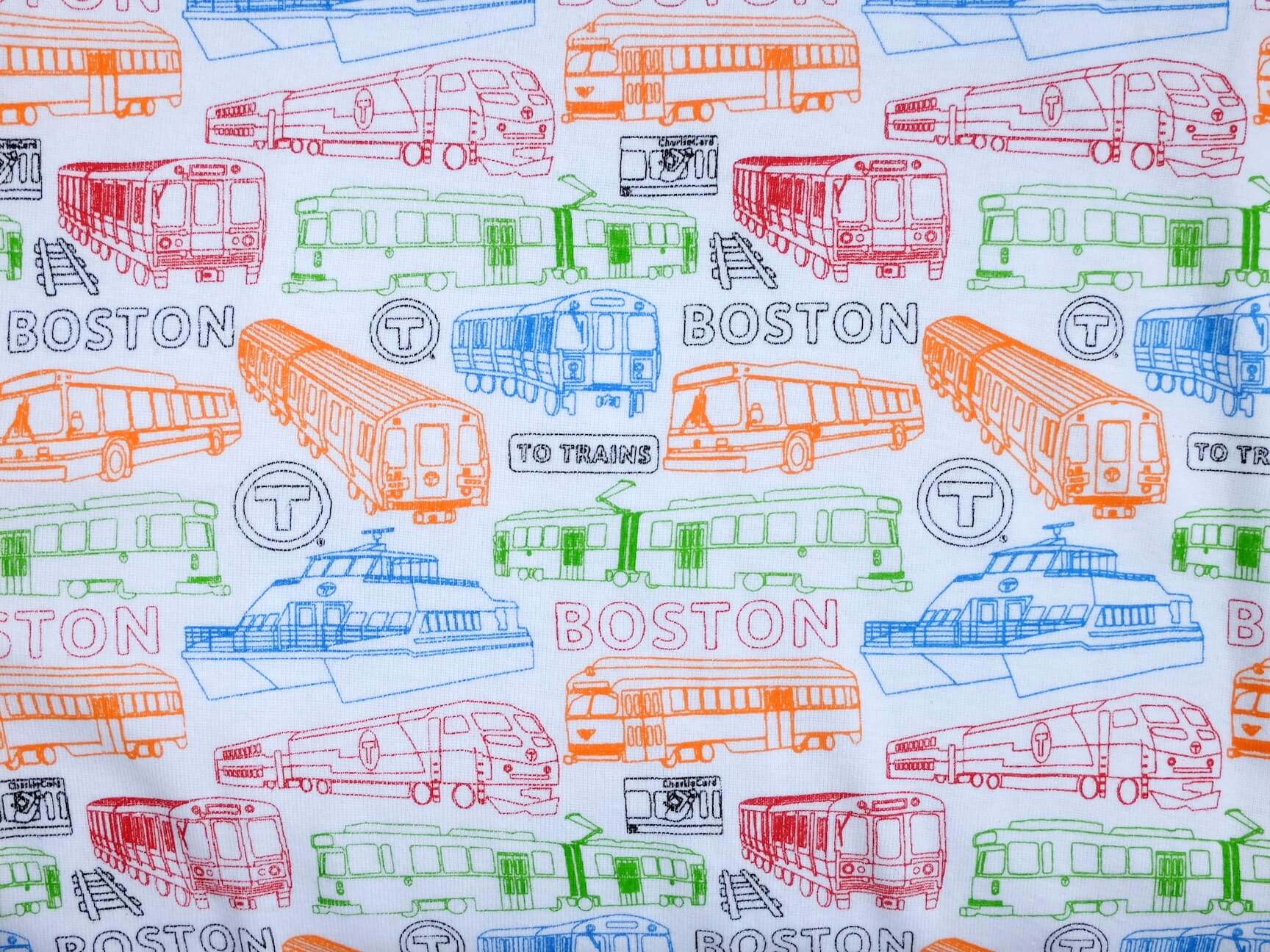 Toddler mbta transit vehicles pajamas pattern